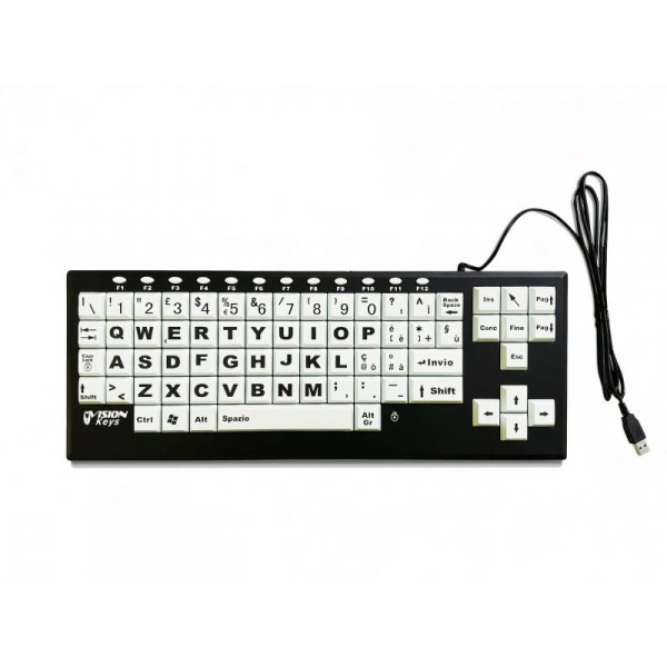 Visionkeys - Schwarz-Weiss-Kontrast Tastatur (IT)